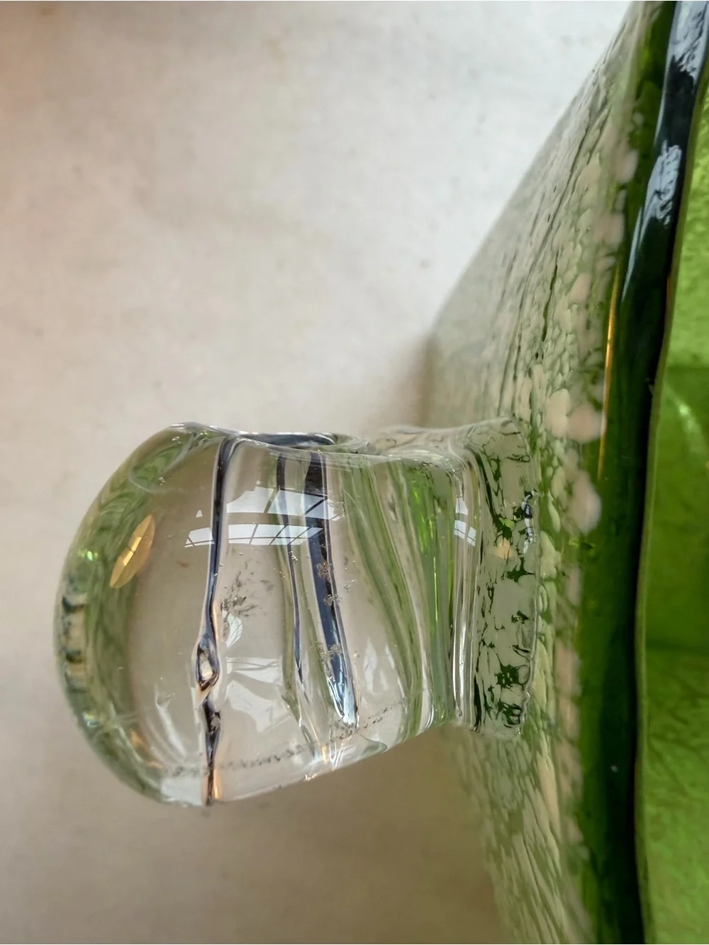Vintage MCM Kralik Bohemian Crackle Art Glass Ice Bucket Vase Hand Blown Pontil